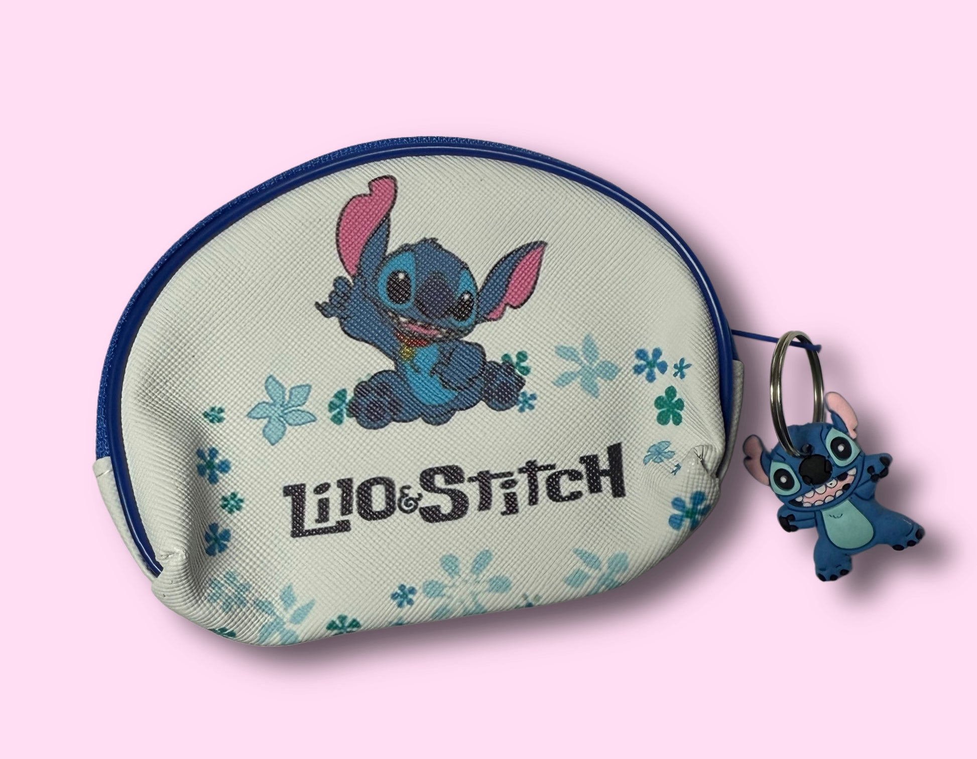 Blue bestie coin bag- white